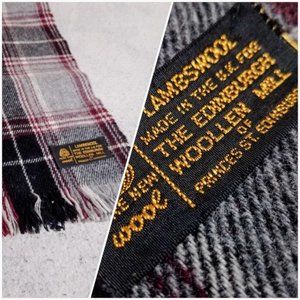 100% Lambswool Plaid Neck Scarf, Made in U.K.